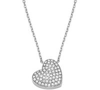 Kette mit Anhänger FOSSIL "Schmuck Geschenk Edelstahl Halskette SADIE", silber (edelstahlfarben, kristallweiß), Halsketten, Damen, Edelstahl, L: 45 B: 1,2mm, glitzernd, mit Glasstein, B:1,2mm (2625963