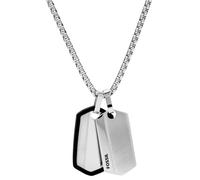 Kette mit Anhänger FOSSIL "Schmuck Geschenk Edelstahl Halskette VINTAGE CASUAL", schwarz (edelstahlfarben, schwarz), Halsketten, Damen, Edelstahl, L: 66 B: 2,8mm, B:2,8mm (16356201-0) edelstahlfarben,