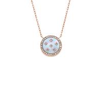 Kette mit Anhänger FOSSIL "Schmuck Geschenk Edelstahl Halsschmuck MERRIT", roségoldfarben, kristallweiß, perlmuttfarben, Halsketten, Damen, Edelstahl Perlen, L: 45,5 B: 1mm, Edelstahl, Perlen, mit Gla