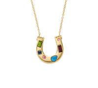 Kette mit Anhänger FOSSIL "Schmuck Geschenk Edelstahl JEWELRY", gold (gelbgoldfarben, grün, blau, rosa, türkis, lila, pink), Halsketten, Damen, Edelstahl, L: 45,5 B: 1mm, mit Glasstein, B:1mm (9151892