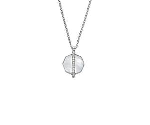 Kette mit Anhänger FOSSIL "Schmuck Geschenk Edelstahl JEWELRY", weiß (edelstahlfarben, kristallweiß), Halsketten, Damen, Edelstahl Perlen, L: 45,5 B: 1mm, Edelstahl, Perlen, mit Glasstein - mit Perlmu