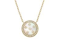 Kette mit Anhänger FOSSIL "Schmuck Geschenk Edelstahl JEWELRY", weiß (gelbgoldfarben, kristallweiß, perlmuttfarben), Halsketten, Damen, Edelstahl, L: 45,5 B: 1mm, mit Glasstein - mit Perlmutt, B:1mm (