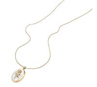 Kette mit Anhänger FOSSIL "Schmuck Geschenk Edelstahl Medaillon zum Öffnen Blume Sutton", gelbgoldfarben, perlmuttfarben, Halsketten, Damen, Edelstahl Perlen, L: 50,5 B: 1mm, Edelstahl, Perlen, mit Pe