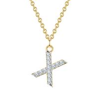 Kette mit Anhänger GLANZSTÜCKE MÜNCHEN "GSM1953", gelbgold, Halsketten, Damen, 40,0cm Basiskette + 5,0cm Verlängerung,mit Zirkonia, Silber 925 (Sterlingsilber), mit Buchstaben-Anhänger (67465028-0) ge