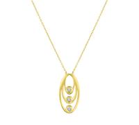 Kette mit Anhänger "Gold 375 mit weißen Zirkonia-Steinen 45/42cm lang", gelb, FASCINATION BY ELLEN K., Halsketten, Damen, 45cm, Gold, L: 45 B: 10mm, glänzend, B:10mm (96676868-0) gelb