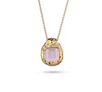 Kette mit Anhänger HAZE & GLORY "Halskette Rechteck Quarz Rosa 925 Sterling Silber" Gr. 45, rosa (gold), Halsketten, Damen, Silber 925 (Sterlingsilber) (89473945-45) gold