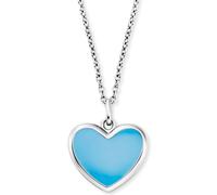 Kette mit Anhänger HERZENGEL "Schmuck Geschenk Little Heart Herz", bunt (silberfarben, blau), Halsketten, Damen, Silber 925 (Sterlingsilber), L: 42 B: 1,25mm, Kette mit Anhänger, mit Emaille, B:1,25mm
