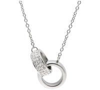 Kette mit Anhänger JACQUES CHARREL "mit funkelnden Kristallsteinen, Edelstahl", Damen, Gr. 45cm, Edelstahl, silber, Halsketten (82254811-0) silber