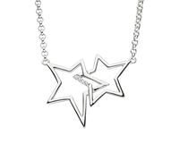 Kette mit Anhänger JOBO "Halskette Sterne", silber (silber 925), Halsketten, Damen, Silber 925 (Sterlingsilber), L: 45, 925 Silber rhodiniert mit Zirkonia 45 cm (73168422-0) silber 925