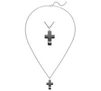 Kette mit Anhänger JOBO "Kreuz", silber (edelstahlfarben), Halsketten, Damen, Edelstahl, L: 56, aus Edelstahl mit Zirkonia 56 cm (67698901-0) edelstahlfarben
