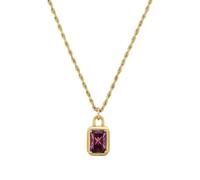 Kette mit Anhänger JOOP "Schmuck, Geschenk", lila (gelbgoldfarben, lila), Halsketten, Damen, Edelstahl, L: 47 B: 2,5mm, mit Zirkonia (synth.), B:2,5mm (51766215-0) gelbgoldfarben, lila