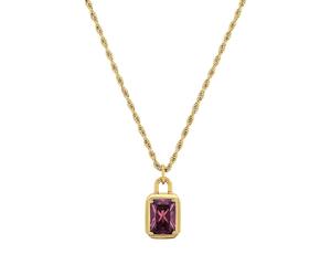 Kette mit Anhänger JOOP "Schmuck, Geschenk", lila (gelbgoldfarben, lila), Halsketten, Damen, Edelstahl, L: 47 B: 2,5mm, mit Zirkonia (synth.), B:2,5mm (51766215-0) gelbgoldfarben, lila