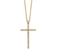 Kette mit Anhänger JULIE JULSEN "925/- Sterling Silber rotvergoldet mit Anhänger Kreuz", rot, Halsketten, Damen, 45cm, Silber 925 (Sterlingsilber), L: 45, glänzend (27243263-0) rot