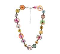 Kette mit Anhänger "Knopf", Damen, Gr. onesize, Holz, bunt (multi), COLLEZIONE ALESSANDRO, Basic, Halsketten, mit Garn umwickelte Holzscheiben (28555118-0) multi