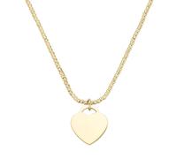 Kette mit Anhänger "Kugelkette diamantiert mit Anhänger Herz, Silber 925", gold, GIORGIO MARTELLO MILANO, Halsketten, Damen, 45cm, Silber 925 (Sterlingsilber) (30027603-0) gold