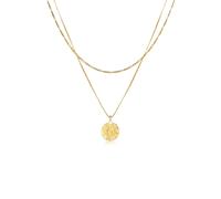 KUZZOI, Halskette Herren Layer Figaro Venezianer Plättchen 925 Silber in gold, für Herren Gr. 50 cm