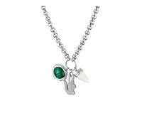 Kette mit Anhänger LACOSTE "UMPIRE", edelstahlfarben, grün, weiß, Halsketten, Herren, Edelstahl, L: 65, mit Malachit, Marmor (41407959-0) edelstahlfarben, grün, weiß