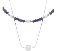 Kette mit Anhänger LEONARDO "Halskette Anjana", weiß (edelstahlfarben, blau, grau, weiß), Halsketten, Damen, Edelstahl Perlen, L: 50 B: 8mm, Edelstahl, Perlen, Kette mit Anhänger, mit Sodalith - mit G