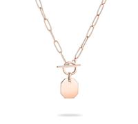 Kette mit Anhänger LIEBESKIND BERLIN "Schmuck Edelstahl Halskette The T-Bar Plate", rosa (roségoldfarben), Halsketten, Damen, Edelstahl, L: 45 B: 3,9mm, B:3,9mm (18166500-0) roségoldfarben