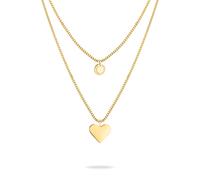 Kette mit Anhänger LIEBESKIND BERLIN "Schmuck Edelstahl Layered Love Herz", gold (gelbgoldfarben), Halsketten, Damen, Edelstahl, L: 45 B: 1mm, B:1mm (19284824-0) gelbgoldfarben