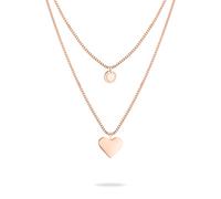 Kette mit Anhänger LIEBESKIND BERLIN "Schmuck Edelstahl Layered Love Herz", rosa (roségoldfarben), Halsketten, Damen, Edelstahl, L: 45 B: 1mm, B:1mm (12950367-0) roségoldfarben