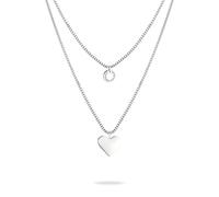 Kette mit Anhänger LIEBESKIND BERLIN "Schmuck Edelstahl Layered Love Herz", silber (edelstahlfarben), Halsketten, Damen, Edelstahl, L: 45 B: 1mm, B:1mm (57709401-0) edelstahlfarben