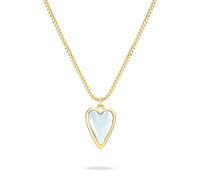 Kette mit Anhänger LIEBESKIND BERLIN "Schmuck Geschenk Edelstahl Halskette Glass Heart", gelbgoldfarben, transparent, Halsketten, Damen, Edelstahl, L: 45 B: 1,3mm, mit Glasstein, B:1,3mm (21635328-0)