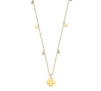 Kette mit Anhänger LOTUS "Essentials - Kleeblatt", gelbgoldfarben, kristallweiß, Halsketten, Damen, Edelstahl, L: 50 B: 1,9mm, mit Glasstein, B:1,9mm (32249522-0) gelbgoldfarben, kristallweiß
