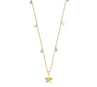Kette mit Anhänger LOTUS "Essentials - Stern", gold (gelbgoldfarben, kristallweiß), Halsketten, Damen, Edelstahl, L: 50 B: 1,9mm, mit Glasstein, B:1,9mm (11237404-0) gelbgoldfarben, kristallweiß