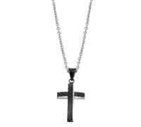 Kette mit Anhänger LOTUS "Temptation Game - Kreuz", edelstahlfarben, schwarz, Halsketten, Herren, Edelstahl, L: 50 (77738904-0) edelstahlfarben, schwarz