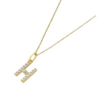 Kette mit Anhänger LUIGI MERANO "Anhänger Buchstabe H mit Zirkonia, Gold 375", gold, Halsketten, Damen, 45cm, Gelbgold 375 (91710650-0) gold