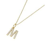 Kette mit Anhänger LUIGI MERANO "Anhänger Buchstabe M mit Zirkonia, Gold 375", gold, Halsketten, Damen, 45cm, Gelbgold 375 (79615021-0) gold