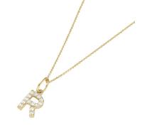 Kette mit Anhänger LUIGI MERANO "Anhänger Buchstabe R mit Zirkonia, Gold 375", gold, Halsketten, Damen, 45cm, Gelbgold 375 (19908709-0) gold