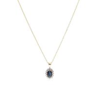 Kette mit Anhänger LUIGI MERANO "Safir und Diamanten, Gold 585", blau, Halsketten, Damen, 45cm, Gelbgold 585 (62818000-0) blau