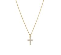 Kette mit Anhänger LYOMI "585/- Gelbgold 11 synth. Diam. 0,14ct.", gelb, Halsketten, Damen, 45,0cm, 0,14, Gold, L: 45 B: 8,7mm, glänzend, B:8,7mm (25929915-0) gelb