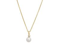 Kette mit Anhänger LYOMI "585/- Gelbgold synth. Diam. 0,07ct. Perle", gelb, Halsketten, Damen, 45,0cm, 0,07, Gold, L: 45 B: 7,6mm, glänzend, B:7,6mm (61801220-0) gelb