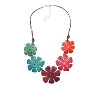 Kette mit Anhänger "Mayari", Damen, Gr. onesize, Holz, bunt (multi), COLLEZIONE ALESSANDRO, Basic, Halsketten, mit Holzblüten in verschiedenen Größen (16537648-0) multi