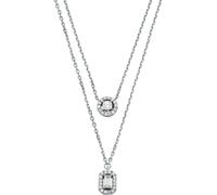 Kette mit Anhänger MICHAEL KORS "Schmuck Geschenk Silber 925 Halskette Halo Double Layer", silber (silberfarben, kristallweiß), Halsketten, Damen, Silber 925 (Sterlingsilber), L: 39 B: 1mm, mit Zirkon