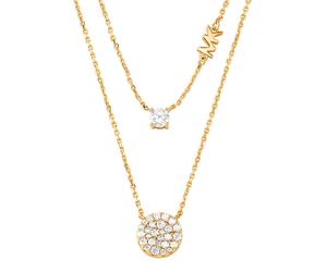Kette mit Anhänger MICHAEL KORS "Schmuck Geschenk Silber 925 Halsschmuck PREMIUM", gold (gelbgoldfarben, kristallweiß), Halsketten, Damen, Silber 925 (Sterlingsilber), L: 39 B: 1,1mm, mit Zirkonia (sy