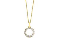 Kette mit Anhänger OROLINO "Gold 333 mit 14 weißen Zirkonia-Steinen 42cm lang", gelb, Halsketten, Damen, 42cm, Gold, L: 42 B: 12,7mm, glänzend, B:12,7mm (15303437-0) gelb