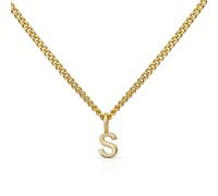 Kette mit Anhänger OROLINO "Gold 375 mit Anhänger 42/45cm lang Buchstabe S", gelb, Halsketten, Damen, 42/45cm, Gold, L: 45 B: 5mm, glänzend, B:5mm (13600644-0) gelb