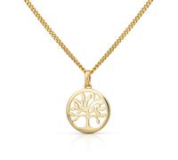Kette mit Anhänger OROLINO "Gold 375 mit Lebensbaum-Motiv 42/45cm lang", gelb, Halsketten, Damen, 42/45cm, Gold, L: 45 B: 14mm, glänzend, B:14mm (21248458-0) gelb