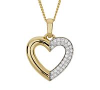 Kette mit Anhänger OROLINO "Gold 585 Herz-Anhänger mit 31 Brillanten zus. 0,25ct.", gelb, Halsketten, Damen, 42/45cm, 0,25, Gold, L: 45 B: 17,5mm, glänzend, B:17,5mm (324655-0) gelb