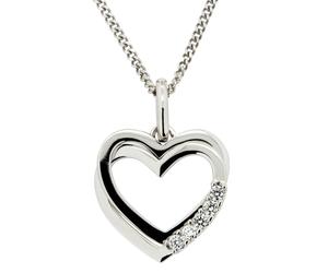 Kette mit Anhänger OROLINO "Gold 585 Herz-Anhänger mit 5 Brillanten zus. 0,10ct.", weiß, Halsketten, Damen, 42/45cm, 0,1, Gold, L: 45 B: 15mm, glänzend, B:15mm (811711-0) weiß