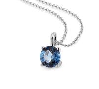 Kette mit Anhänger OROLINO "Gold 585 mit Blautopas (beh.) London Blue 45cm lang", weiß, Halsketten, Damen, 45cm, Gold, L: 45 B: 7mm, glänzend, B:7mm (88251319-0) weiß