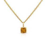 Kette mit Anhänger OROLINO "Gold 585 mit echtem Citrin 5x5mm", gelb, Halsketten, Damen, 42/45cm, Gold, L: 45 B: 7mm, glänzend, Kette mit Anhänger, B:7mm (58016818-0)