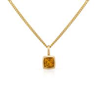 Kette mit Anhänger OROLINO "Gold 585 mit echtem Citrin 5x5mm", gelb, Halsketten, Damen, 42/45cm, Gold, L: 45 B: 7mm, glänzend, B:7mm (58016818-0) gelb