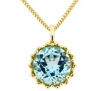 Kette mit Anhänger OROLINO "Gold 585 mit Topas blau (beh.) 11,5mm rund", silber (silbergrau), Halsketten, Damen, 42/45cm, Gold, L: 45 B: 14mm, glänzend, B:14mm (621338-0) silbergrau