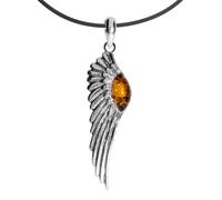 Kette mit Anhänger OSTSEE-SCHMUCK "- Engelsflügel - Silber 925/000 - Bernstein" Gr. 45, silber (silber 925, silberfarben, weiß), Schmuck_Sets, Damen, 45, Silber 925 (Sterlingsilber) (47201142-45) silb