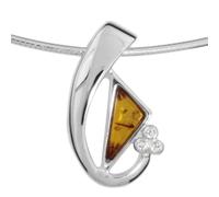 Kette mit Anhänger OSTSEE-SCHMUCK "- Gleiter-Dagny - Silber 925/000 - Bernstein/Zirk." Gr. 45, silber (silber 925, silberfarben, weiß), Schmuck_Sets, Damen, 45, Silber 925 (Sterlingsilber) (74060546-4